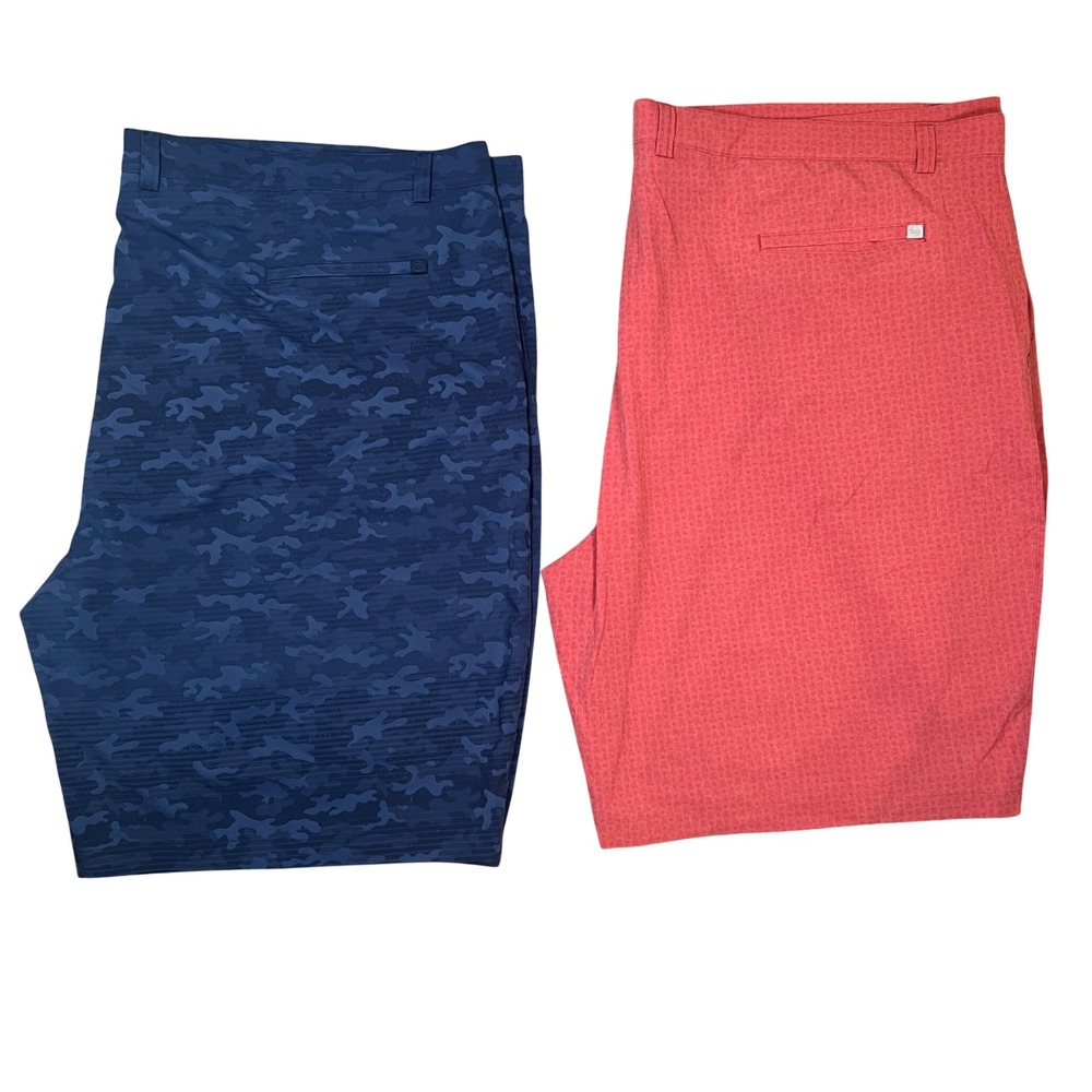 Peter Millar Golf Shorts Mens 56R Blue Red Camo Geometric Performance Bundle 2pk